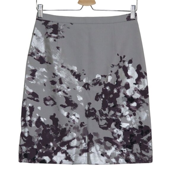 Michael Kors Collection Italy Womens 4 Metallic Silver Cement Gray Pencil Skirt